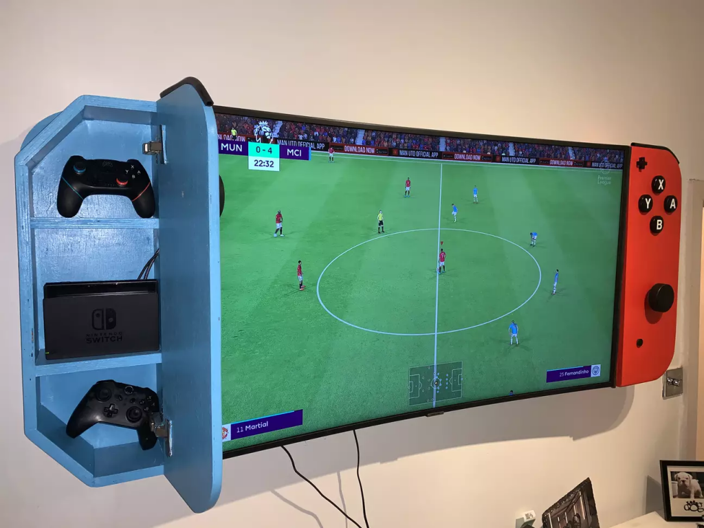 Pai constrói um Nintendo Switch gigante para a televisão do quarto de seu filho
